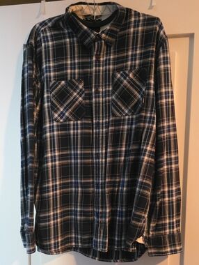 Vans Black and Navy Plaid Button-Down Shirt